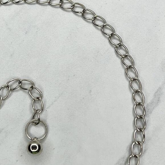 Silver Tone Rhinestone Chain Link Belt OS One Size - Picture 9 of 11